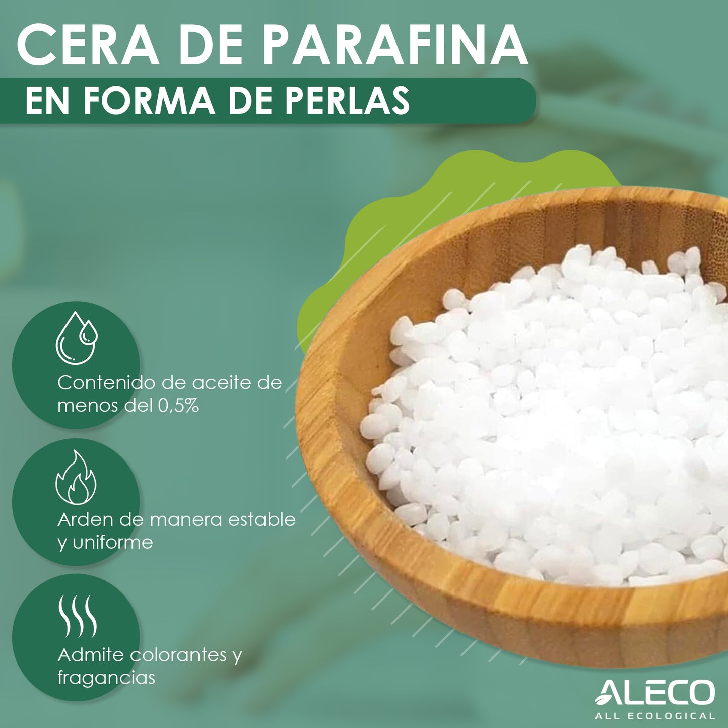 ALECO Cera de Parafina en Perlas. NUEVA Calidad MEJORADA para Velas, Moldeo e Inyección - Fusión a 63-73ºC Mínimo Aceite, Máxima Fragancia.