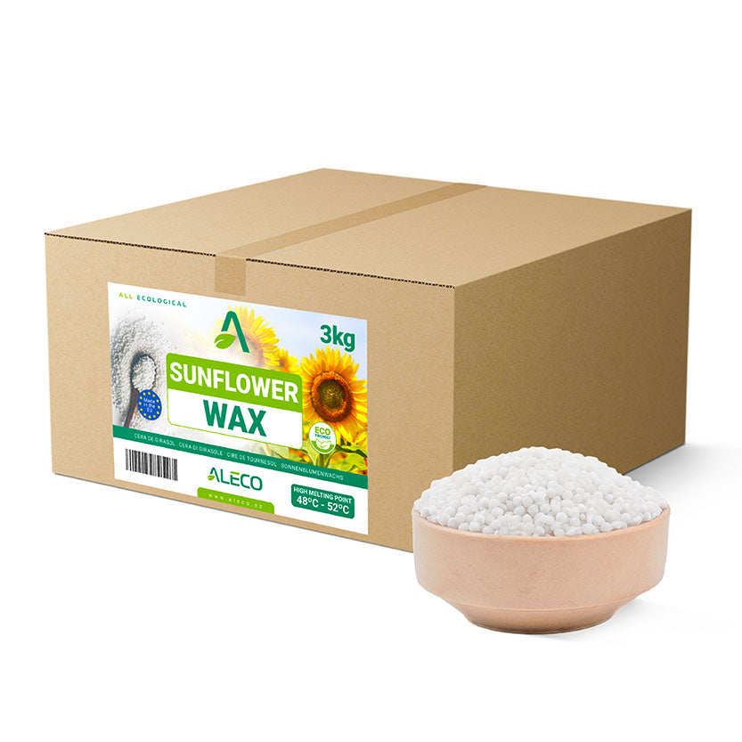 Cera de Girasol en Perlas, Alto Punto de Fusión 62–65 °C, Para Verter en Moldes y Desmoldar Fácilmente, Admite Aromas y Colorantes