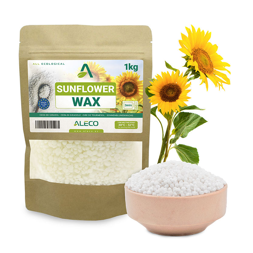 Cera de Girasol para Velas en Tarros o Vasos, Bajo Punto de Fusión 48–52 °C, Admite Aromas y Colorantes