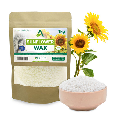 Cera de Girasol en Perlas, Alto Punto de Fusión 62–65 °C, Para Verter en Moldes y Desmoldar Fácilmente, Admite Aromas y Colorantes